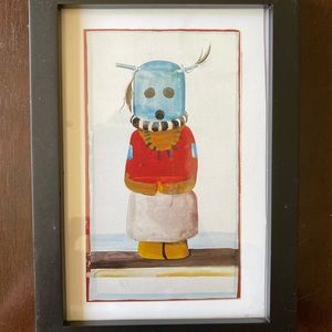 Kachina doll print in black frame